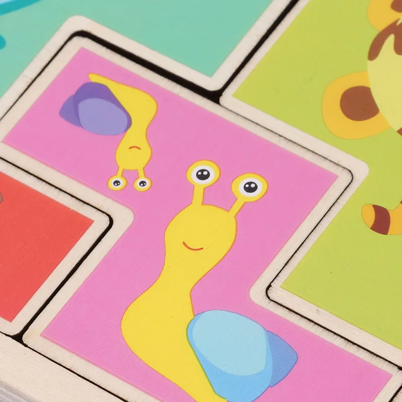 

New Kids Wooden Animals Puzzle Toy Shape Matching Cognitive Game Puzzles Baby Early Educational Toys