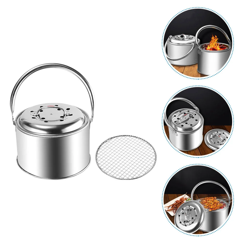 

1 Set Stainless Steel Wood Burning Stove Charcoal Burner Outdoor Barbecue Charcoal Burner