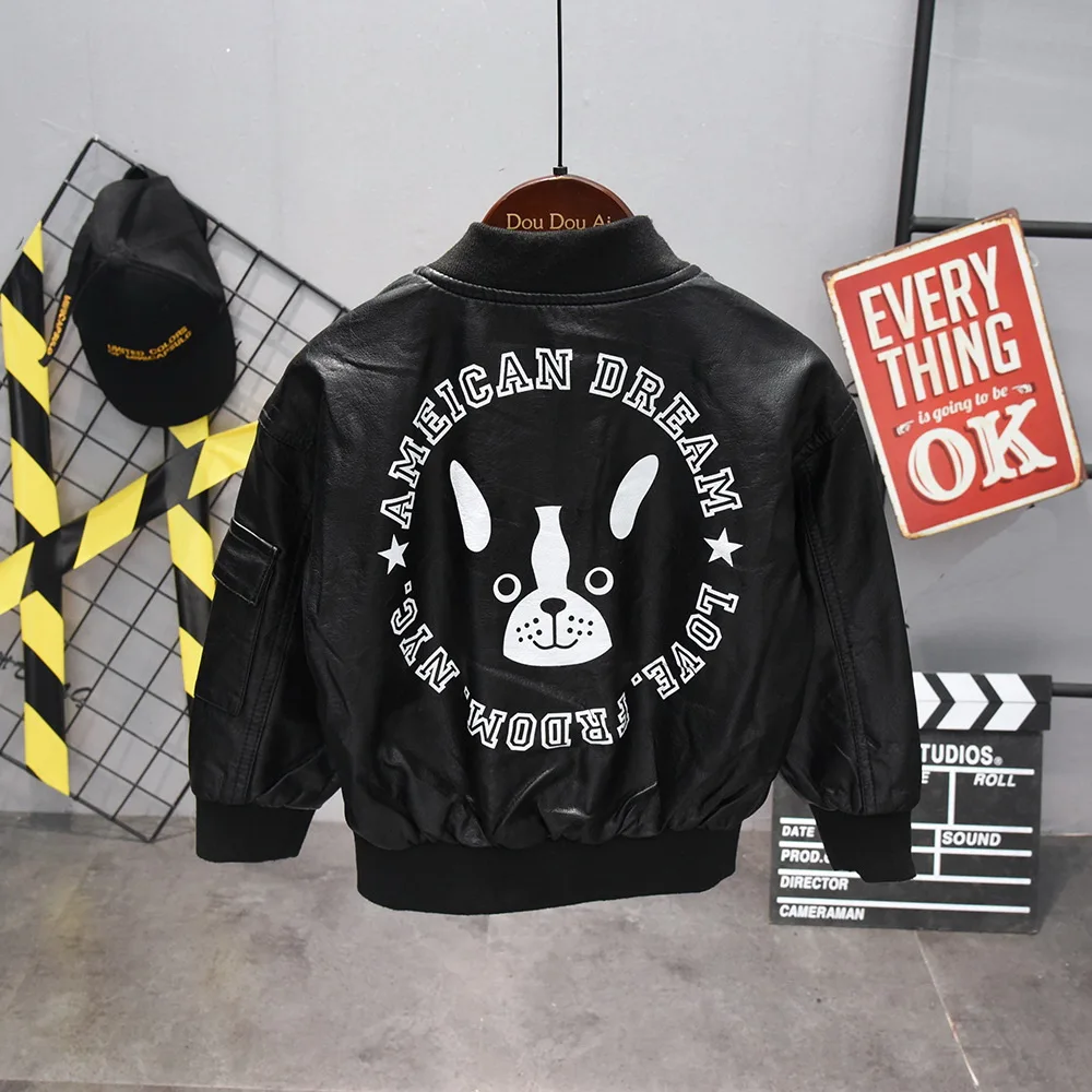 Весенняя детская одежда куртка из искусственной кожи для мальчиков Детская