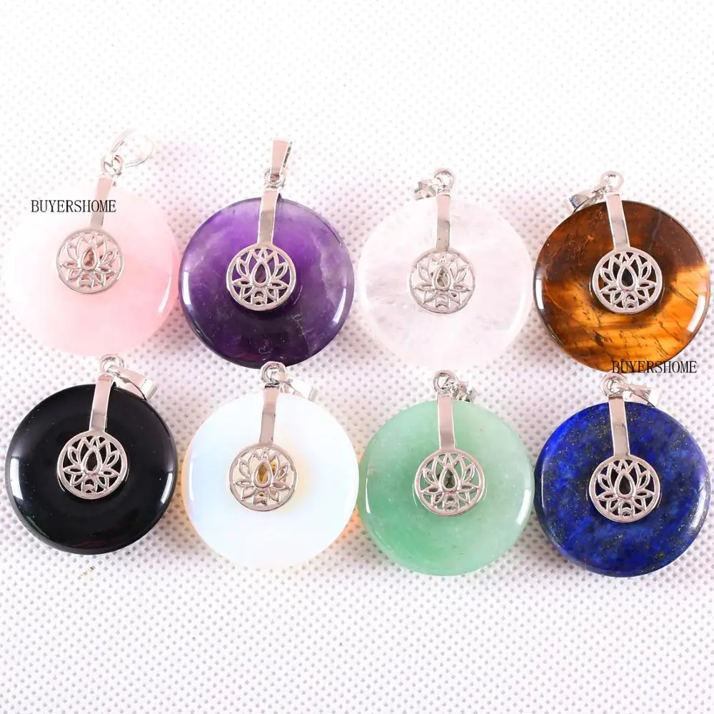 Подвеска ввиде цветка лотоса 30 мм натуральный камень оникс тигровый глаз круглая