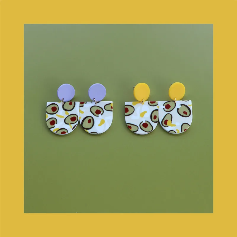 Креативные серьги-подвески с краской авокадо для женщин геометрические милые