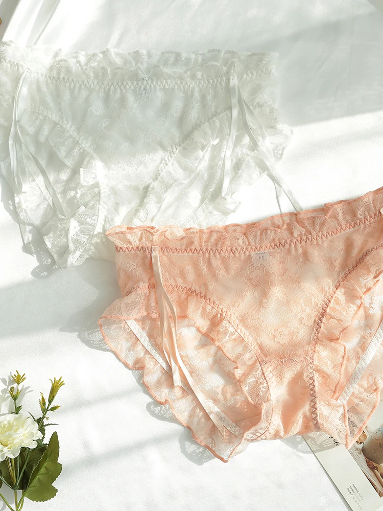 Женские ультратонкие трусики интимные кружевные прозрачные однотонные японские