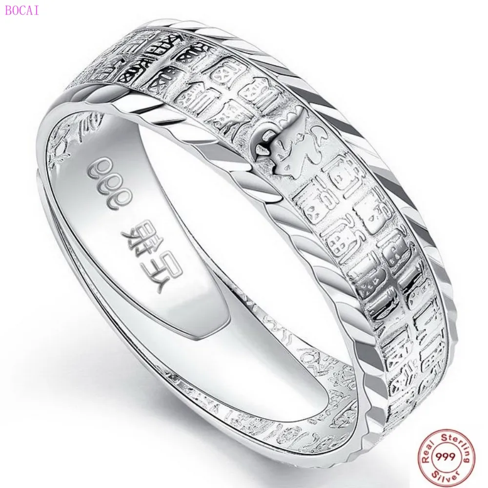 

999 Sterling Silver Men's Ring National Style Opening Domineering Pure Silver Index Finger Ring Personality Trendsetter