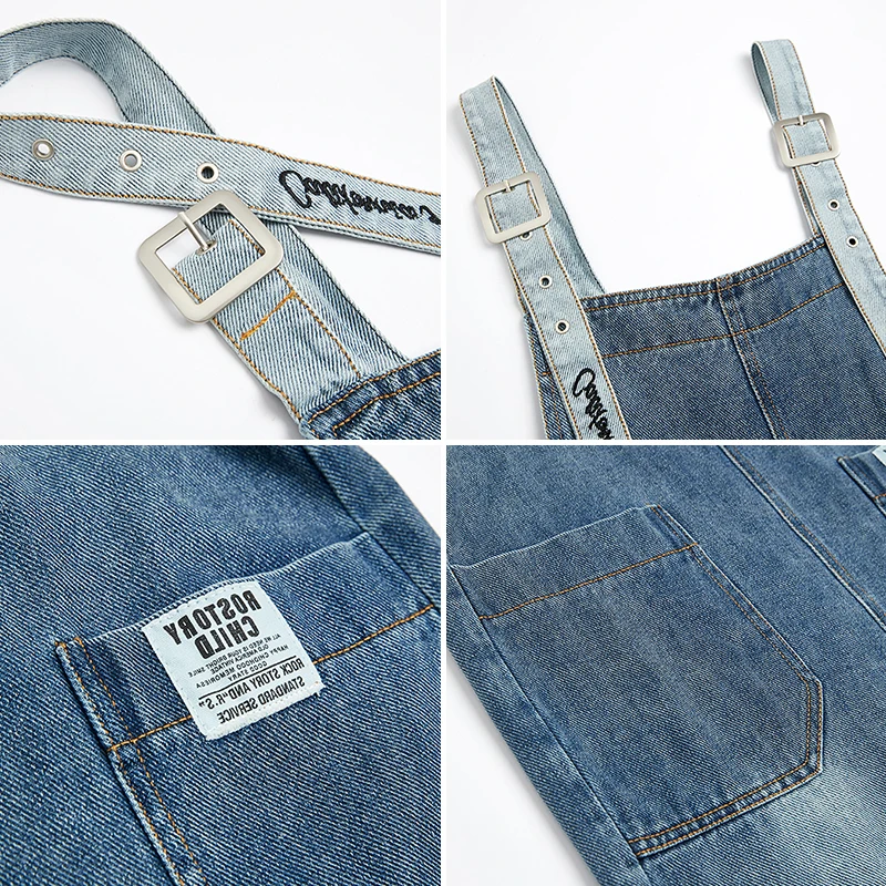 Женский джинсовый длинный сарафан на осень женский свободный комбинезон в