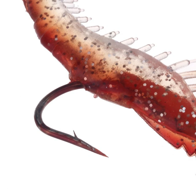 

3Pcs 6cm/3g Artificial Fishing Lure Bionic Shrimp Prawn Soft Bait Fishing Tackle Noctilucent Luminous Lifelike with Hook Red