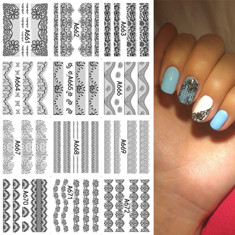 12 шт./компл. черные белые кружева блестящие искусственные бриллианты