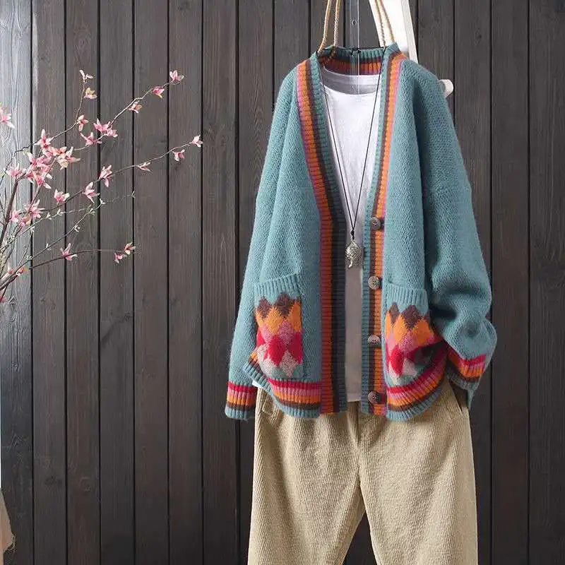 

Sweater cardigan women's jacket loose Korean style lazy wind outside knit sweater autumn winter new women