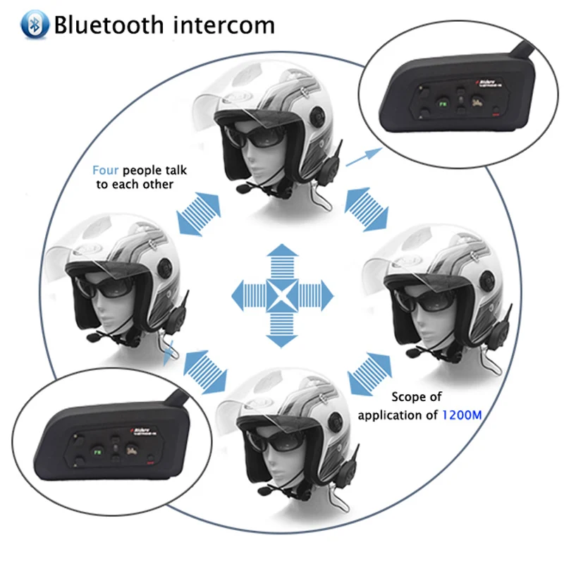 EJEAS 2020 V4 Pro 1200m Bluetooth мотоцикл велосипед переговорные 4 Райдера гарнитура динамик