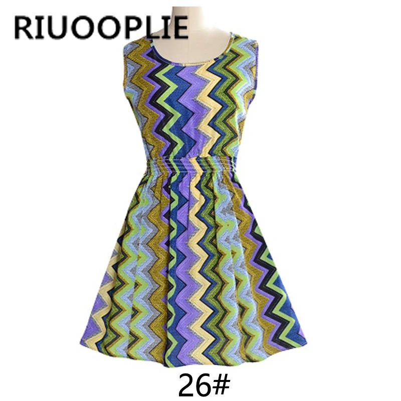 RIUOOPLIE Модное Новое Женское летнее платье-майка размера плюс юбка с принтом без
