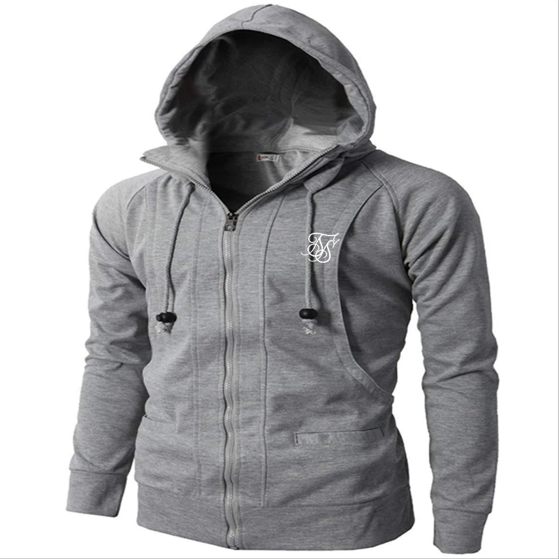 

SIK Silk 2021 Spring Autumn New Zipper Hoodie Men's Print Solid Color Casual Personality Fashion Street Slim Sports Jacket Top