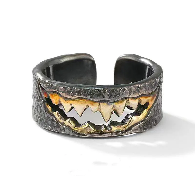 

Hip Hop Scary Demon Mouth Ring Opening Venom Blood Mouths Women Mens Rings For Male Vintage Punk Rock Ring Party Jewelry Gift
