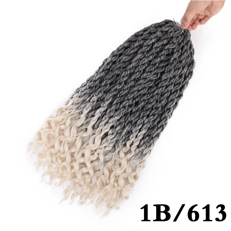 Элегантные Музы богемные вязанные косички Faux locs Curly вязанные волосы 18 дюймов 24 пряди Омбре косички для наращивания синтетические волосы