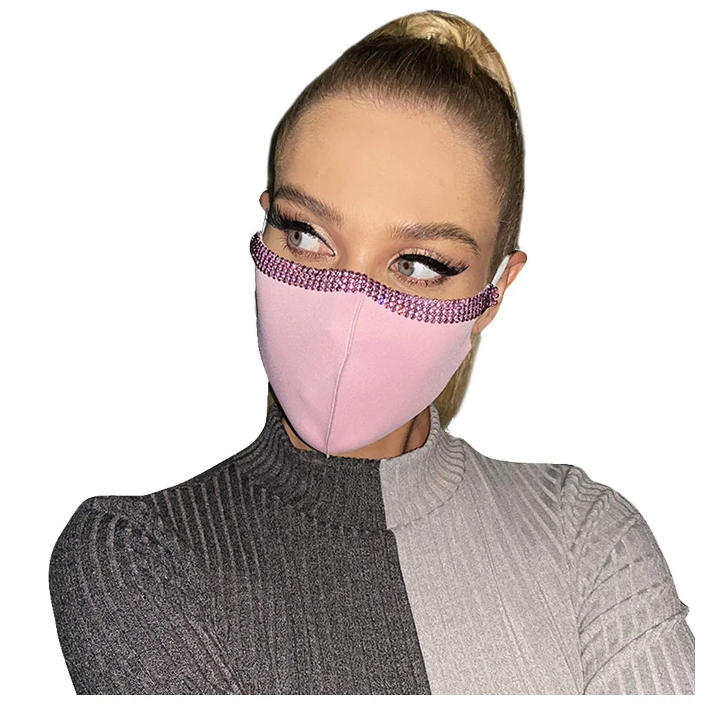 Модная однотонная маска для взрослых унисекс улицы Ветрозащитная с блестками