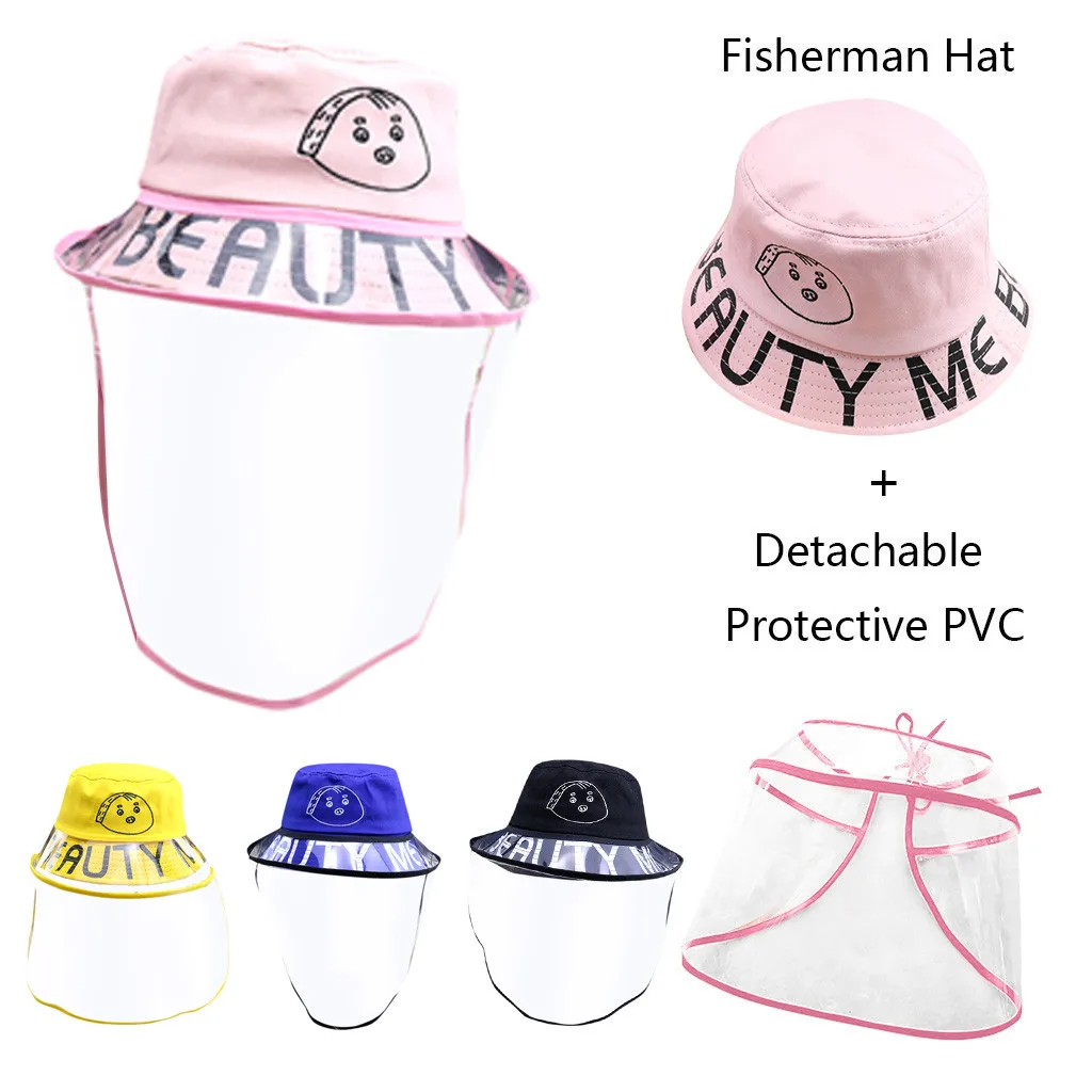 

LONSANT Kids Protective hat funny pattern Letter Anti-spitting Fisherman Hat Removable Dustproof Cover Kids Boys Girls Hats 2020