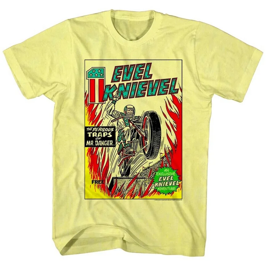 Мужская футболка Evel Knievel Comic Adventure мотоциклетная Байкерская Футболка большой