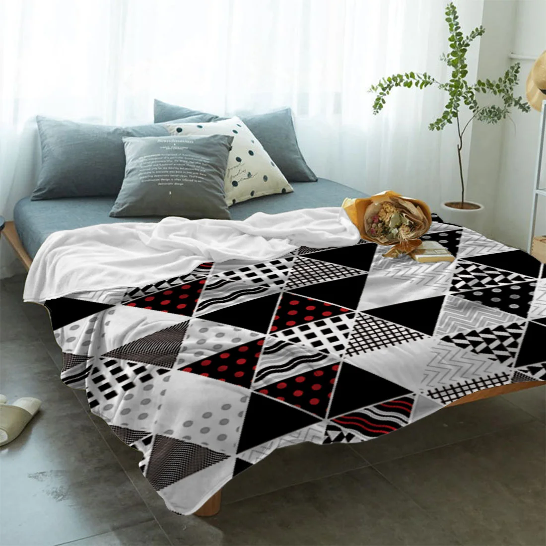Абстрактный принт с геометрическим узором мягкие флисовые одеяла теплые