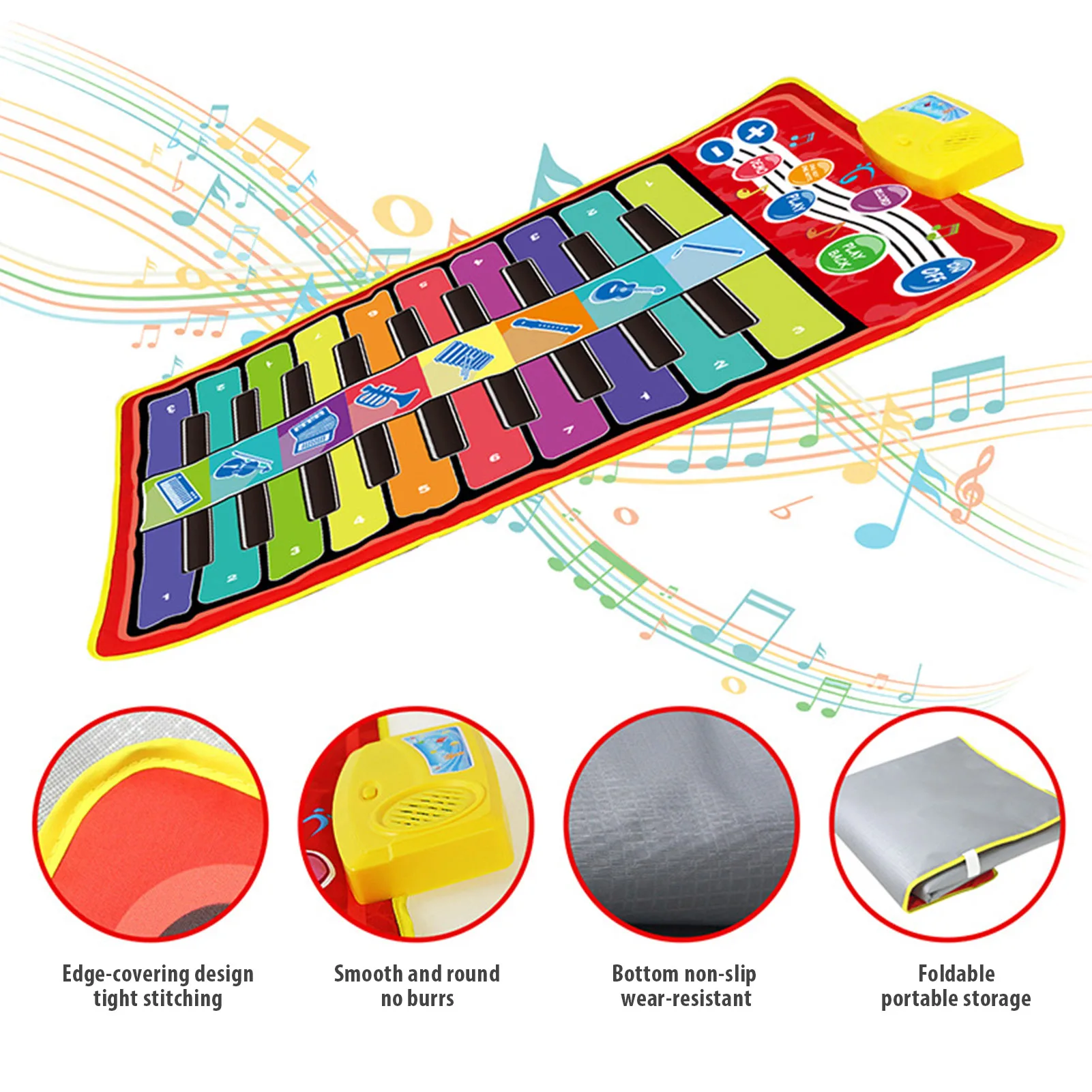 

Double-row Piano Music Blanket Kids Children Fitness Rack Baby Toys Piano Music Blanket Play Plastic Good For Kids Dropshipping
