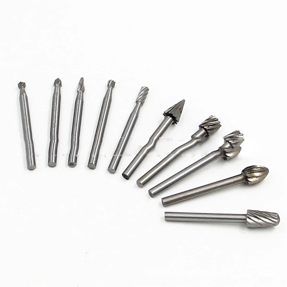 Набор из 10 высокоскоростных стальных роторных заусенцев для деревообработки