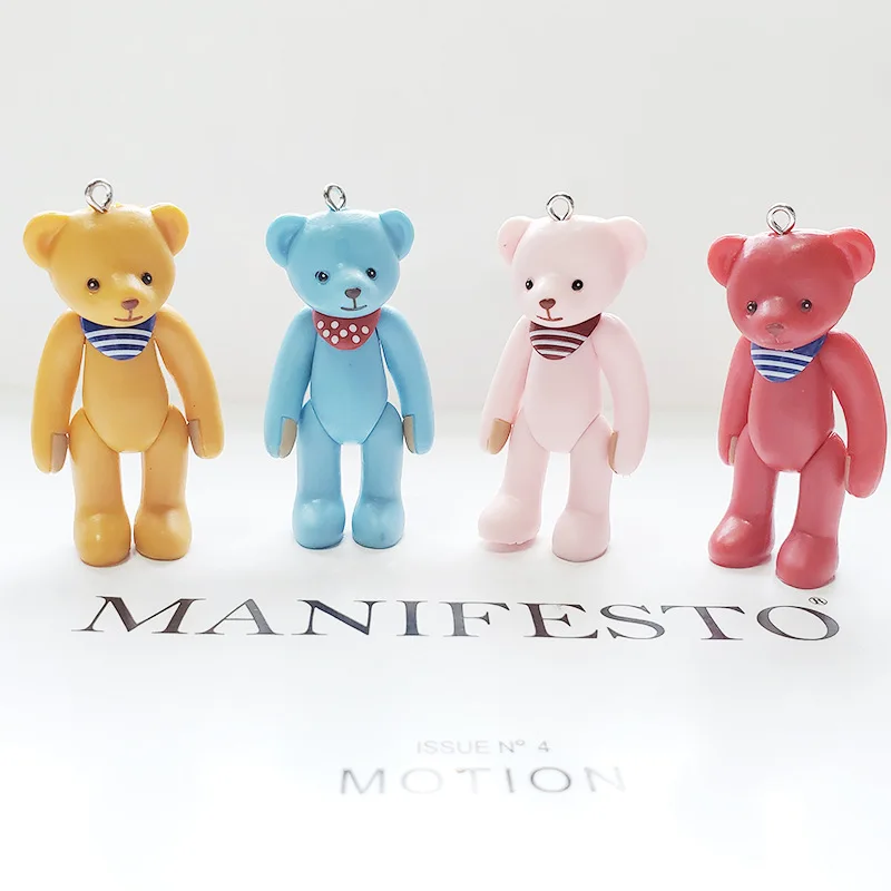 1 шт. милый резиновый медвежонок брелок для женщин карамельный цвет животные