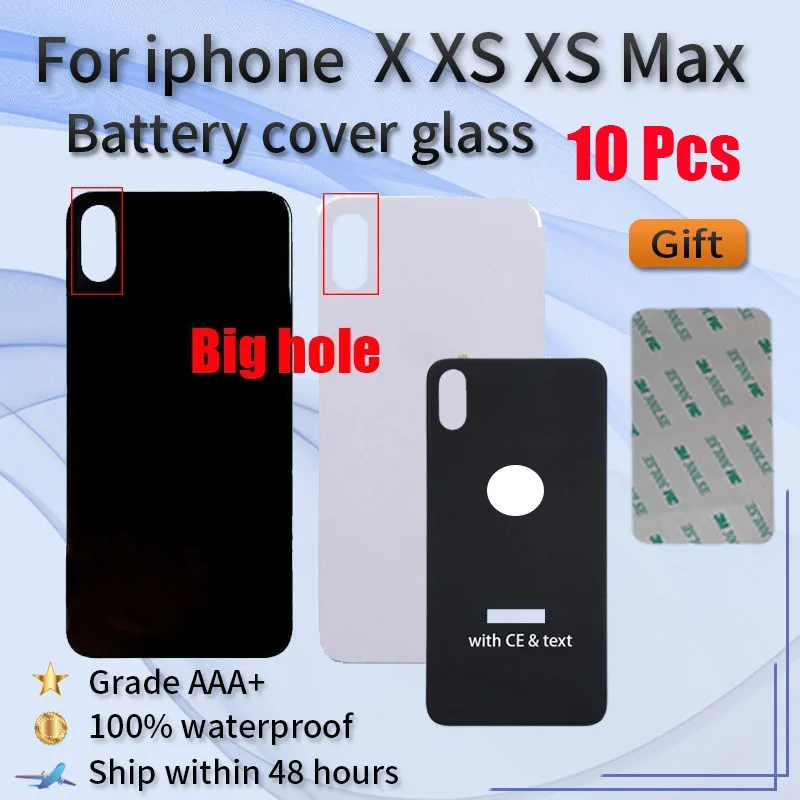 10 шт. Ремонт для iphone X Xs Max высокое качество новый оригинальный большое отверстие батарейный отсек стеклянная