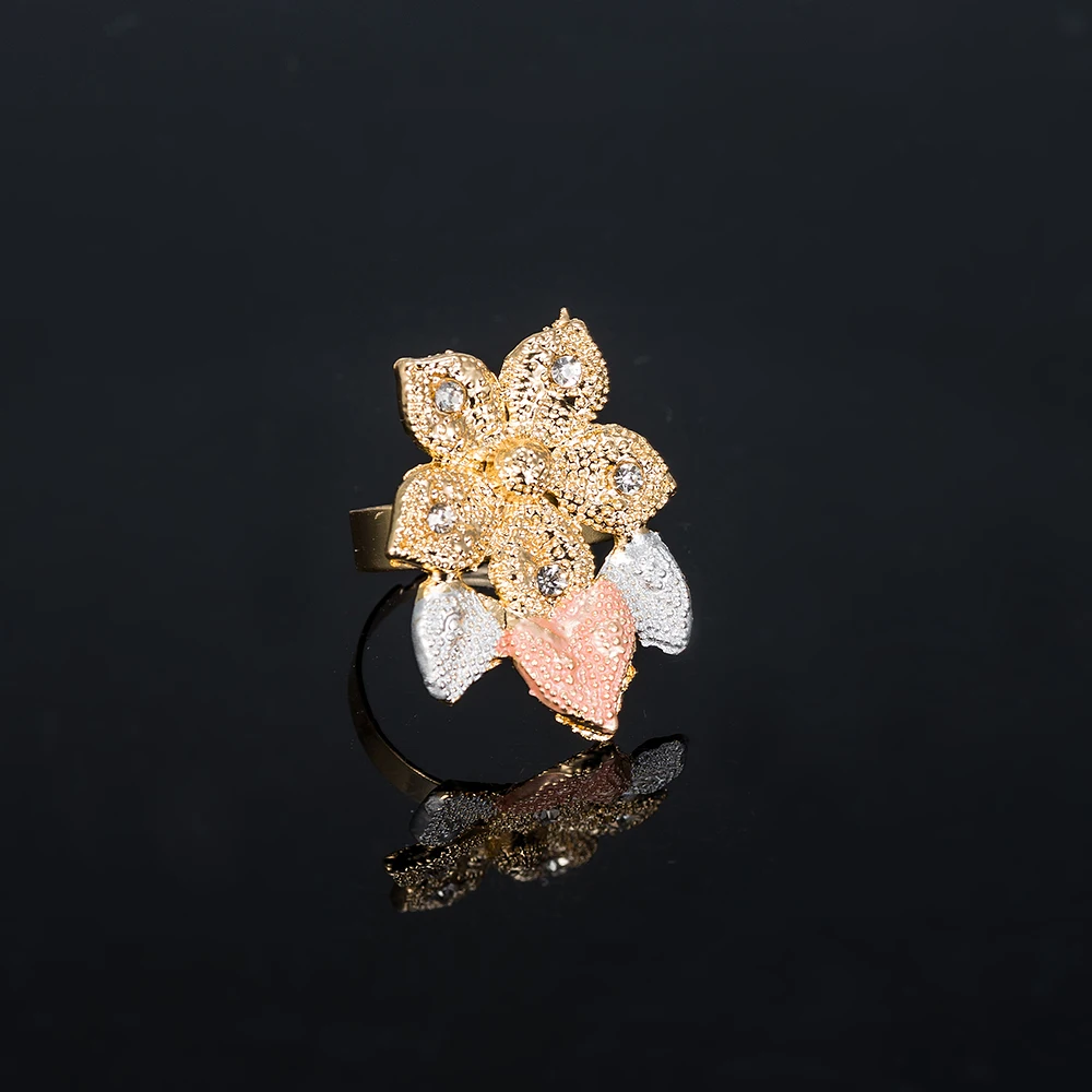 MUKUN New Dubai Gold Jewelry Sets | Bridal Necklace, Earrings, Ring, and Bracelet | Fashion Wedding Nigerian Jewelry Set for Women image 4