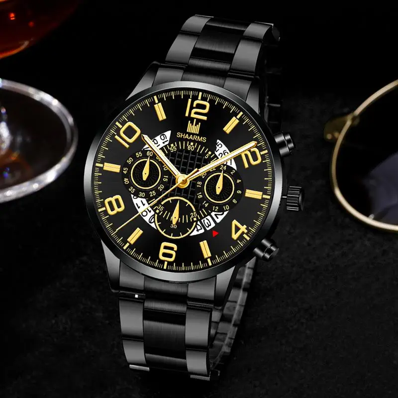 Модные мужские коричневые часы роскошный браслет из нержавеющей стали