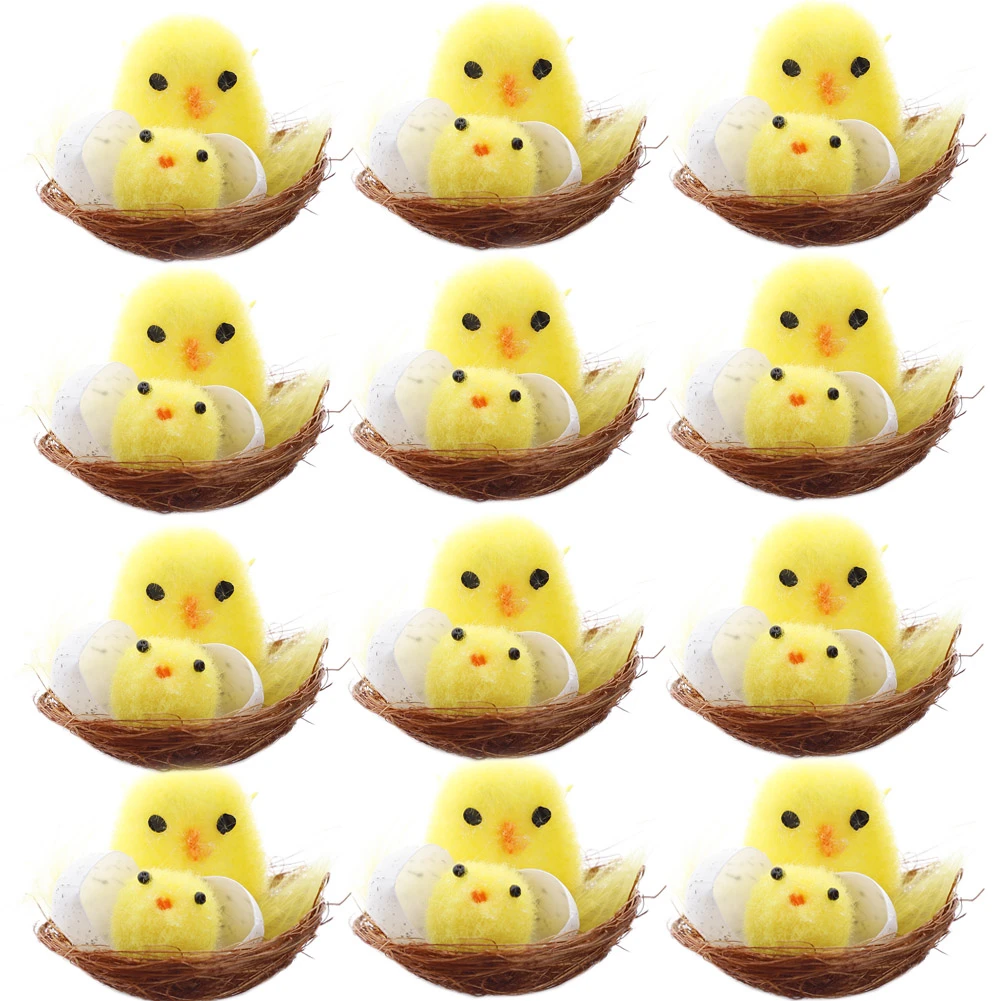12/24/60 шт. мини яйца с желтыми перьями|Украшения своими руками для вечеринки| |
