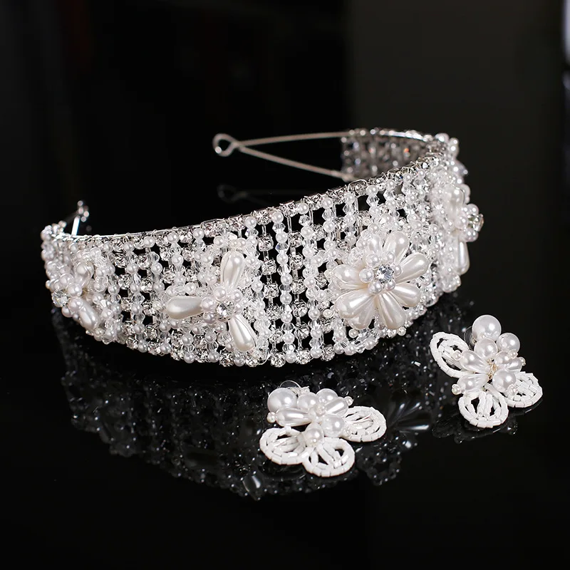 

Bride Elegant crystal Hairband pearl Retro flower Head piece Luxury Wedding hair Accessories