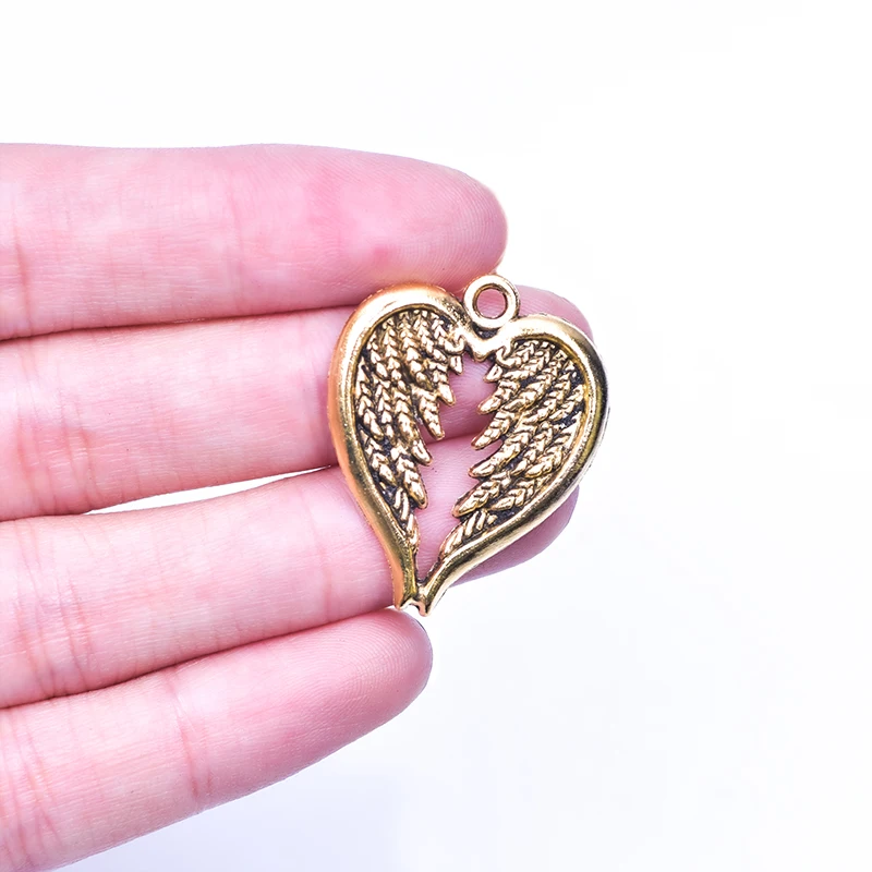 5 шт./лот подвески в виде сердца крыльев Ангела 24*30 мм радужные сделай сам ожерелье