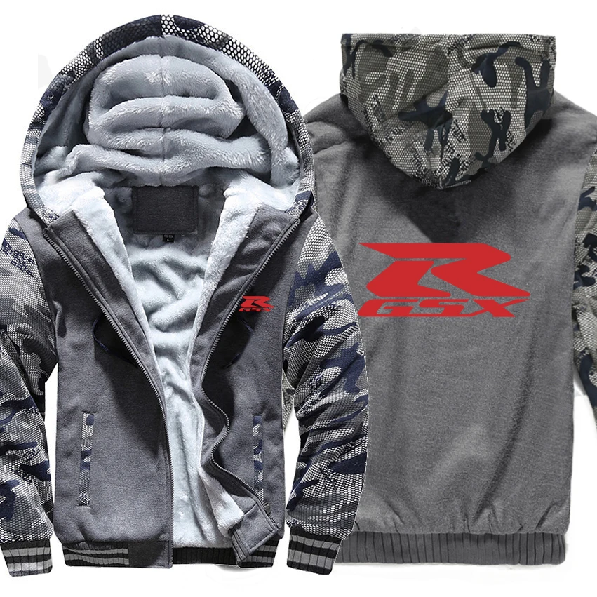 

GSX R Hoodies Winter Camouflage sleeve Jacket Men Fleece GSX R Men Sweatshirt