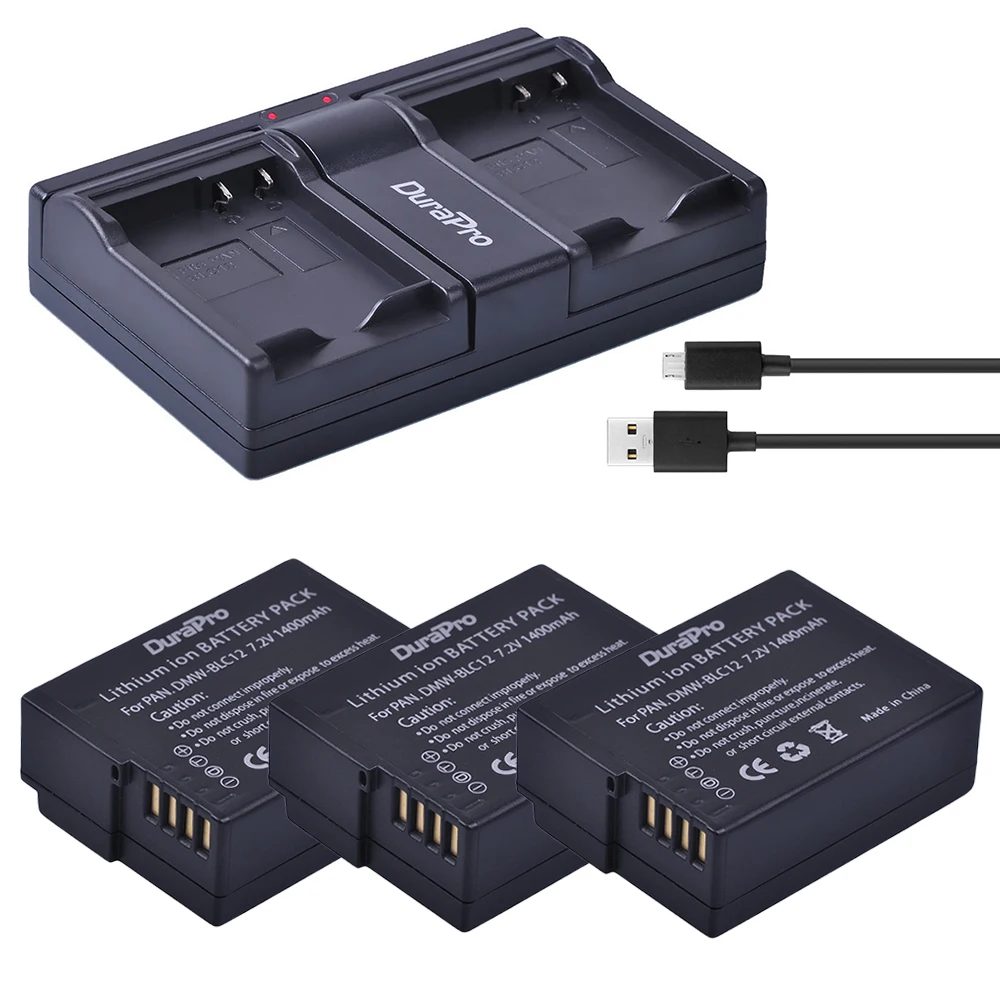 

3Pcs 1400mAh DMW-BLC12 DMW-BLC12E BLC12 Battery + USB Dual Charger for Panasonic Lumix FZ1000,FZ200,FZ300,G5,G6,G7,GH2,DMC-GX8