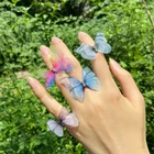 Женское кольцо с двойной марлей, кольцо из сплава с разноцветной бабочкой из сетчатой пряжи, Ювелирное Украшение 2021