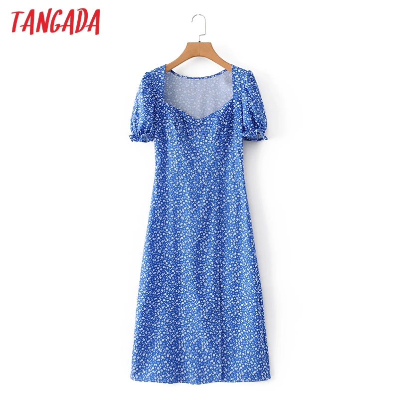 Tangada 2021 летнее платье для женщин с цветочным принтом французский Стиль пышными