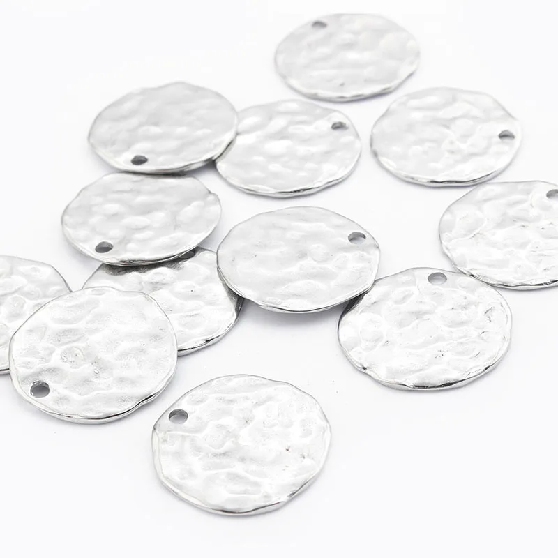 

2pcs Stainless Steel Gold Round Hammered Disc Charms Pendant Silver Color Blank Stamping Tag Earrings DIY Jewelry Findings