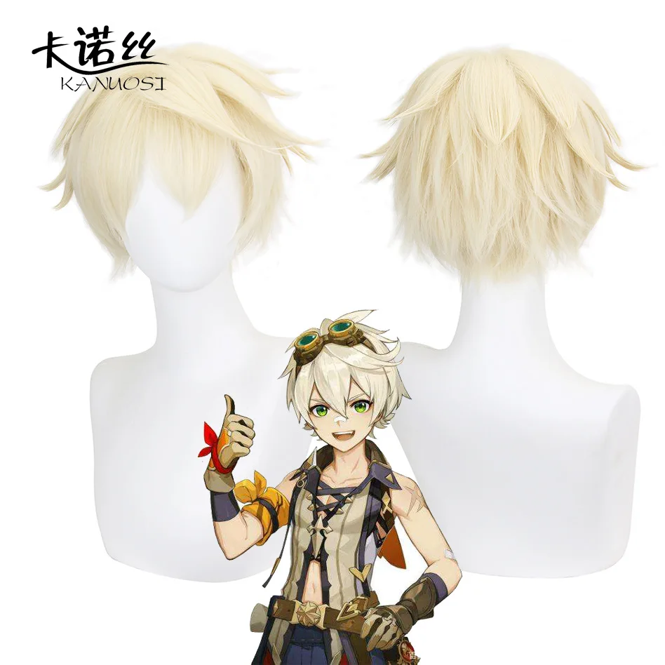 Anime Bennett Wig Game Genshin Impact Cosplay Golden Short Heat Resistant  Hair Pelucas Anime Costume Role Play Wigs