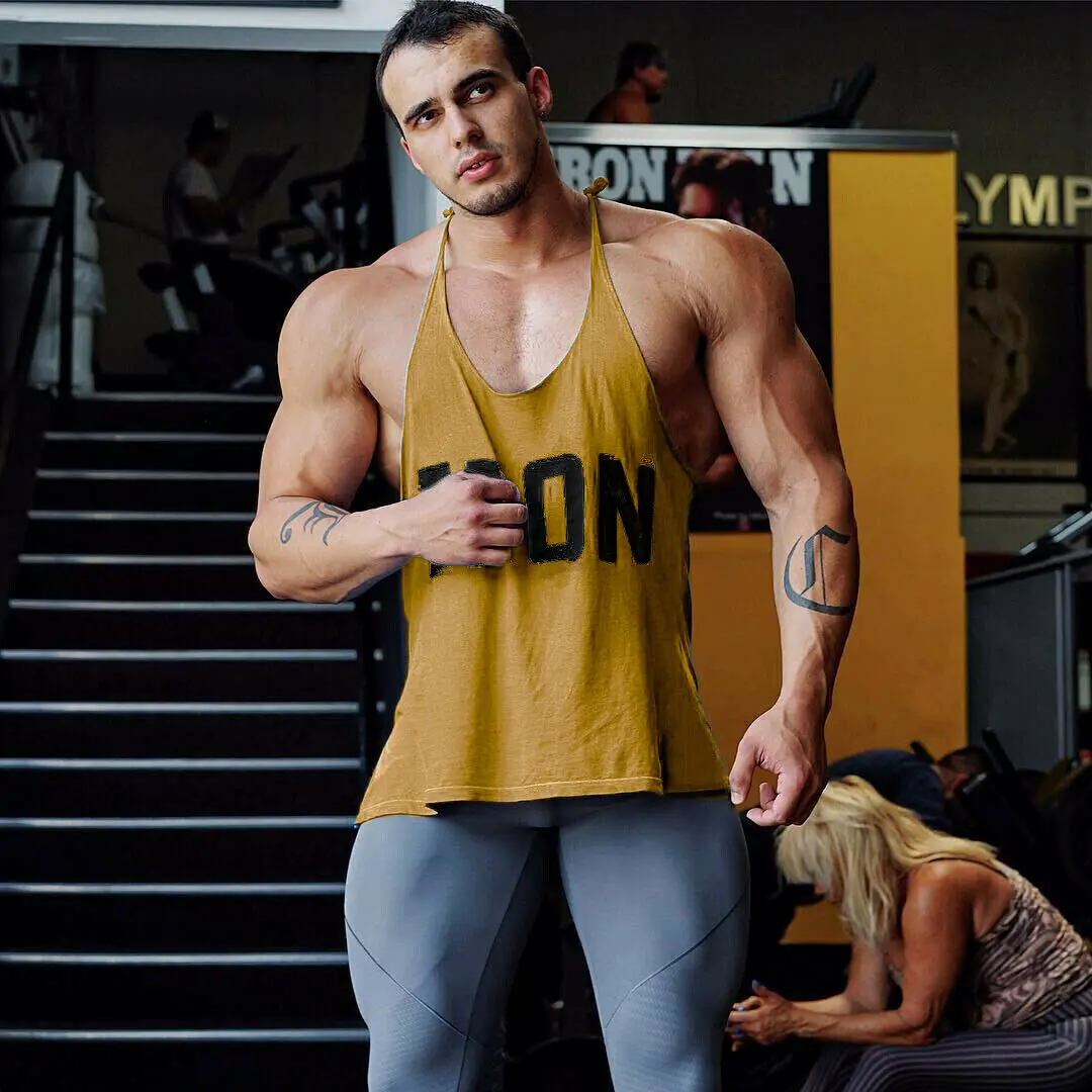 Мужская Спортивная тренировка Бодибилдинг майка Топы Y Back фитнес тонкий