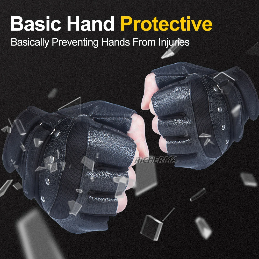 Женские Мотоциклетные Перчатки Goth кожаные перчатки без пальцев Нескользящие