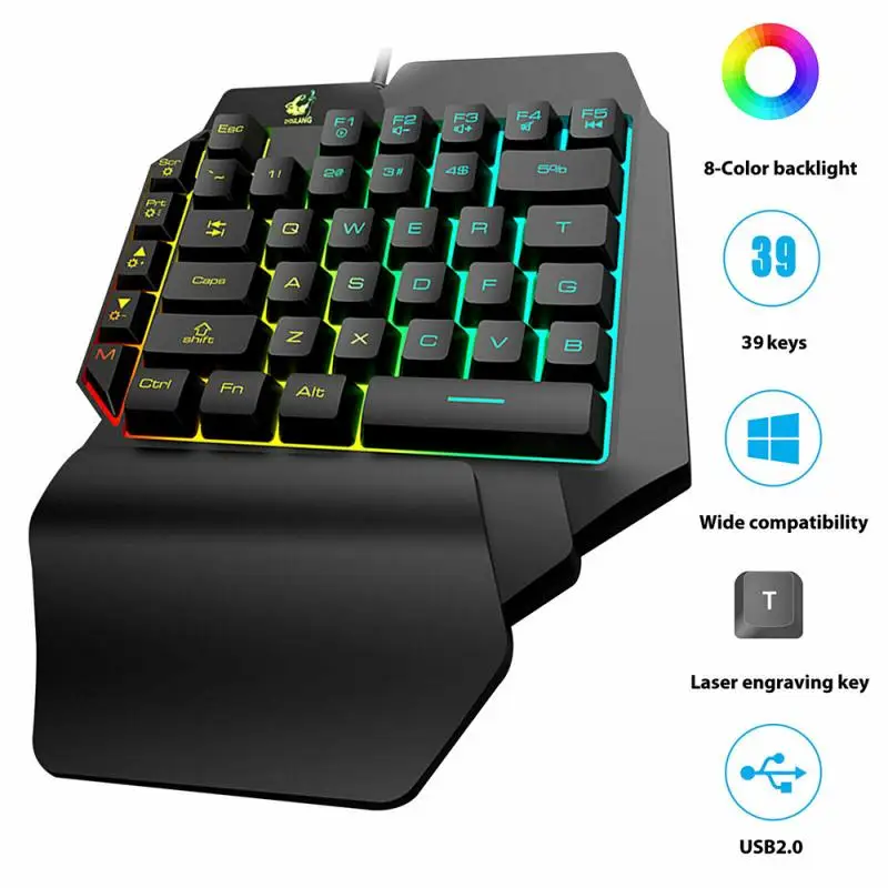 

USB Проводная игровая клавиатура, портативная мини-клавиатура с RGB-подсветкой для PUBG игр, русских геймеров