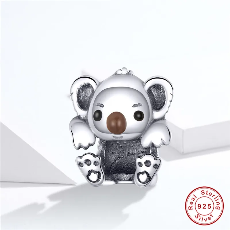 Fit Pandora браслет 925 стерлингового серебра милый ребенок коала бусины S925 DIY Тропическое Дерево животных Подвески для изготовления ювелирных изделий