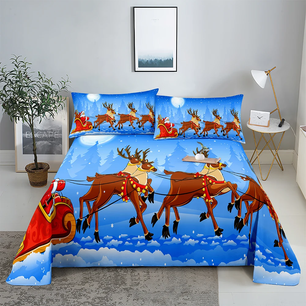 

Elk Carriage 0.9/1.2/1.5/1.8/2.0m Digital Printing Polyester Bed Flat Sheet With Pillowcase Print Bedding Set