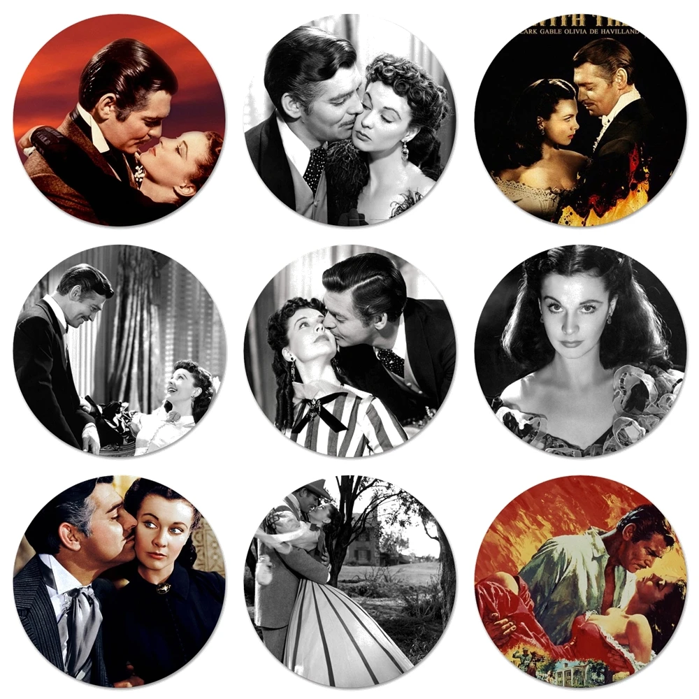 

58mm Classic Movie Gone with the Wind Icons Pins Badge Decoration Brooches Metal Badges For Clothes Backpack Decoration