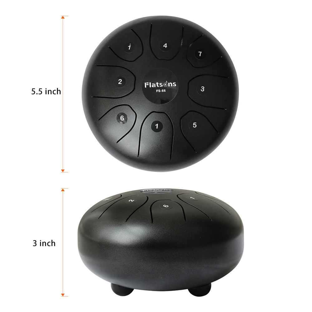 

8-Tone Steel Tongue Drum Hand Pan Drum w/ Mallets Carry Bags 5.5 inch Instrument Lightweight Portable Music Element