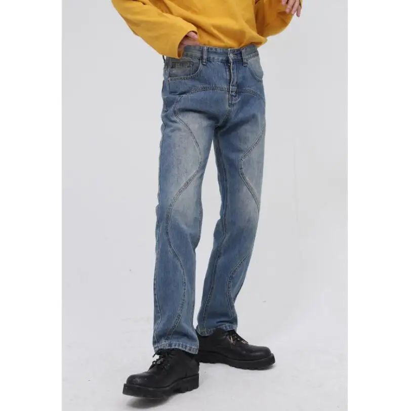 

Мужские свободные джинсы в стиле хип-хоп, прямые мешковатые джинсовые брюки для скейтборда, 2022, уличные мужские Всесезонные брюки, винтажна...