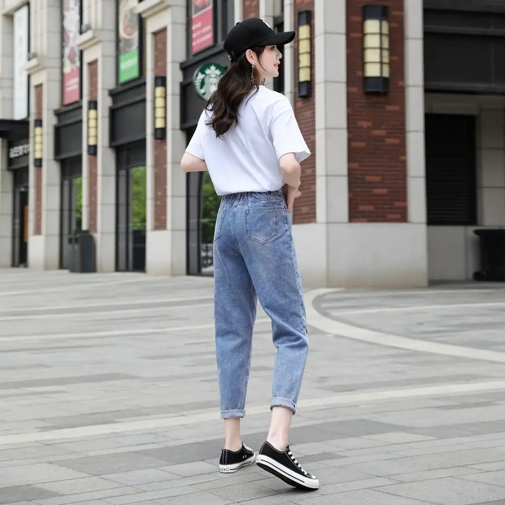 Осень зима 2020 новые джинсы с вышитой маргариткой для папы женские повседневные