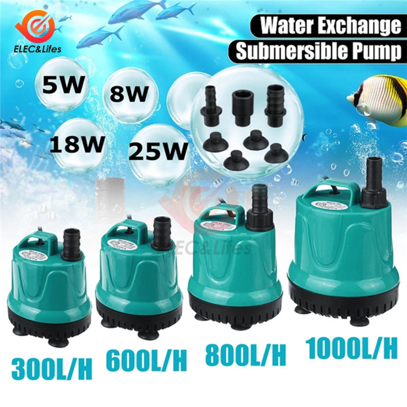 

5W 8W 18W 25W Ultra-Quiet Submersible Water Fountain Pump Filter Fish Pond Aquarium Water Pump Tank Fountain 220V-240V EU Plug
