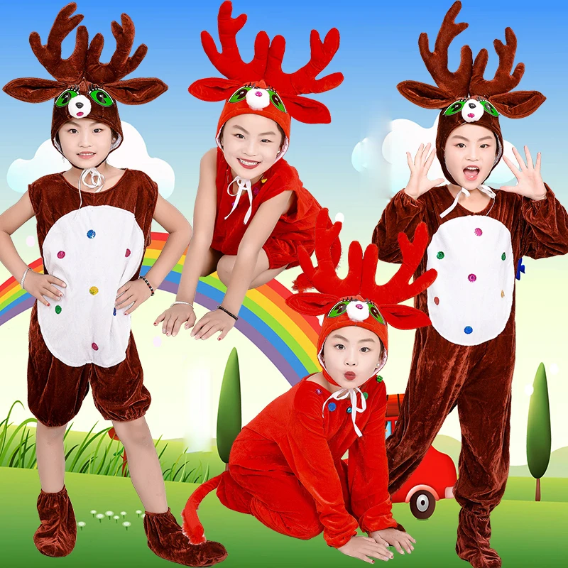

Bazzery Kids Reindeer Costume Christmas Little Elk Cosplay Animal Fancy Dress Jumpsuit Toddlers Carnival Costumes