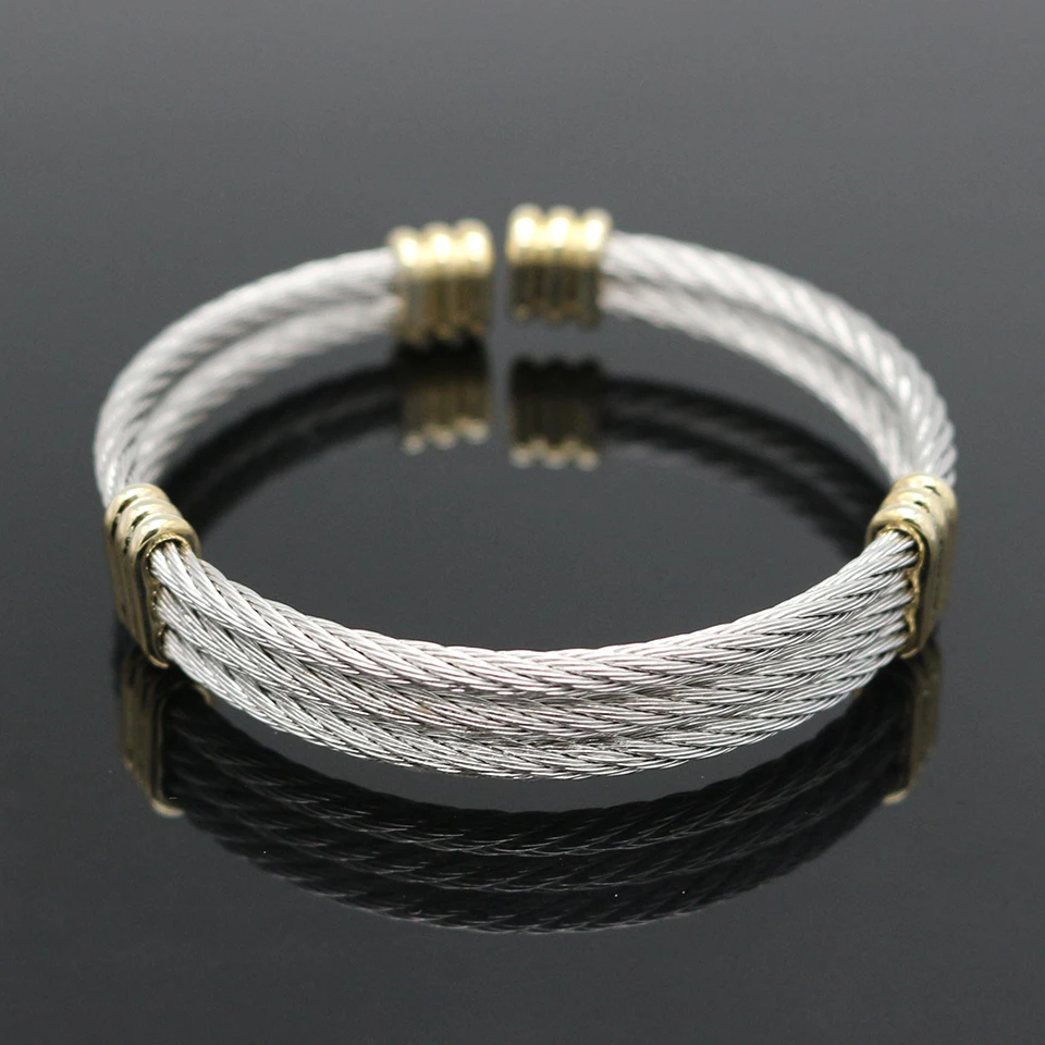 

High Quality Women Gold Back Color 316L Stainless Steel Wire Cuff Bracelets & Bangles For Women Fashion Jewelry