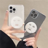 korean ins cute facial mask stand holder bumper phone case for iphone 13 12 mini 11 pro xs max xr x 7 8 plus soft tpu back cover