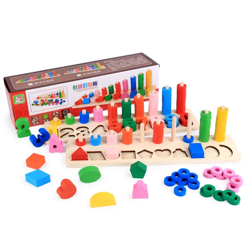 

Wooden Montessori Toys Multi-function Logarithmic Board Preschool Count Geometric Shape Cognition Baby Early Education Math Toys
