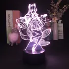 Ночник с 3D иллюзией Zhongli, фигурка ночного освещения, светодиодный Аниме настольный светильник, Bluetooth динамик Genshin Impact, детская игрушка, подарок на день рождения